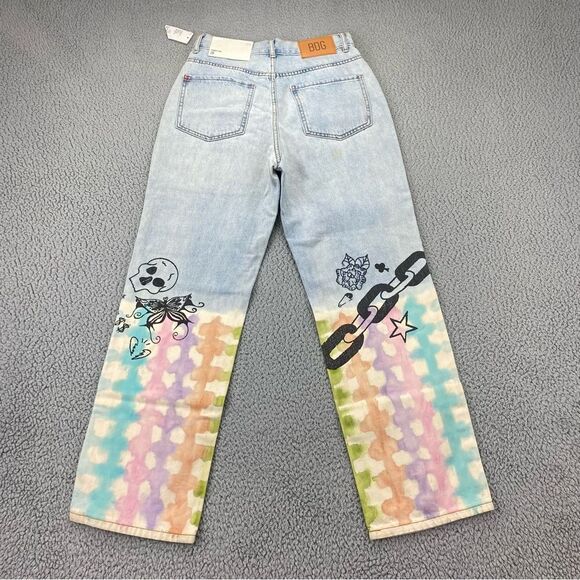 BDG Cowboy Straight Leg Tie-Dye Doodle Designs High Waisted Jeans  |  Size:  28 - Picture 6 of 16
